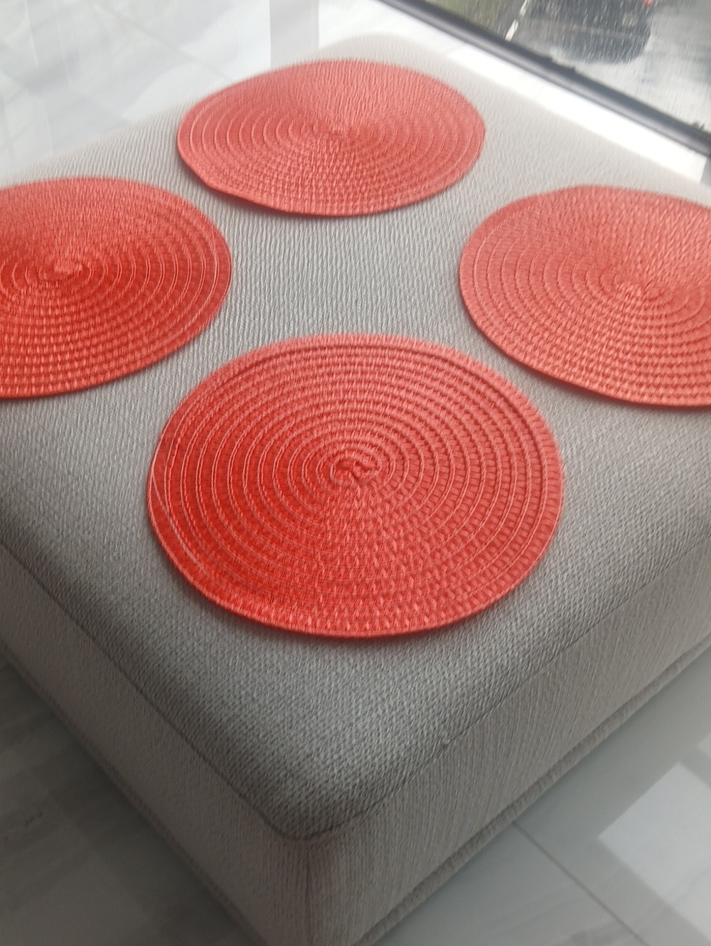 Red Round Braided Placemats - Set of 4